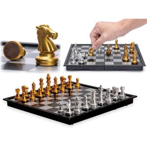 9.8" Foldable Magnetic Chess Set Board – Portable Educational Chess Game for Kids & Adults