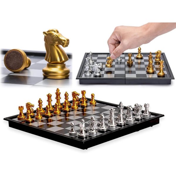 9.8" Foldable Magnetic Chess Set Board – Portable Educational Chess Game for Kids & Adults