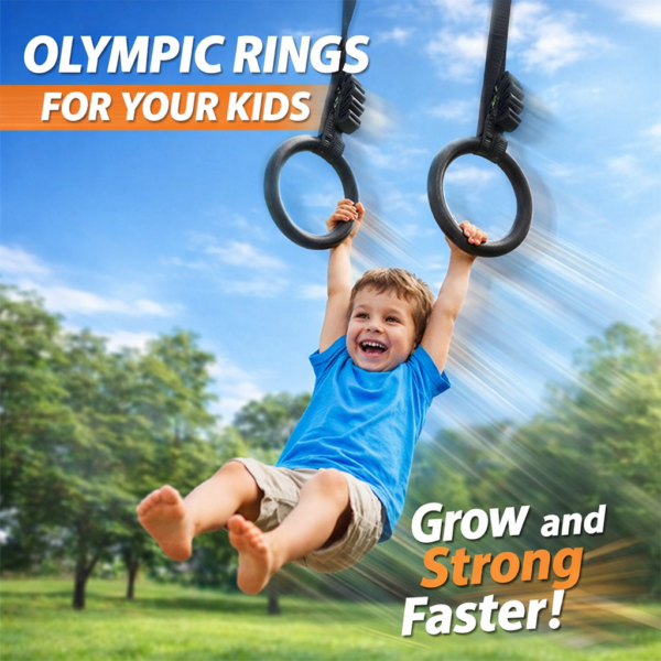 Olympic Gymnastic Rings for Kids - Adjustable Buckle Straps for Strength Training and Fun