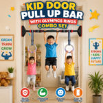 Kids Gymnastics Ring With Door Pull-Up Bar Combo Set – 200kg Capacity, No Screw Installation